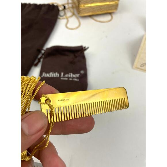 Judith Leiber Swarovski Crystal Gold Tone Metal Stone Evening Bag Clutch - Picture 5 of 16